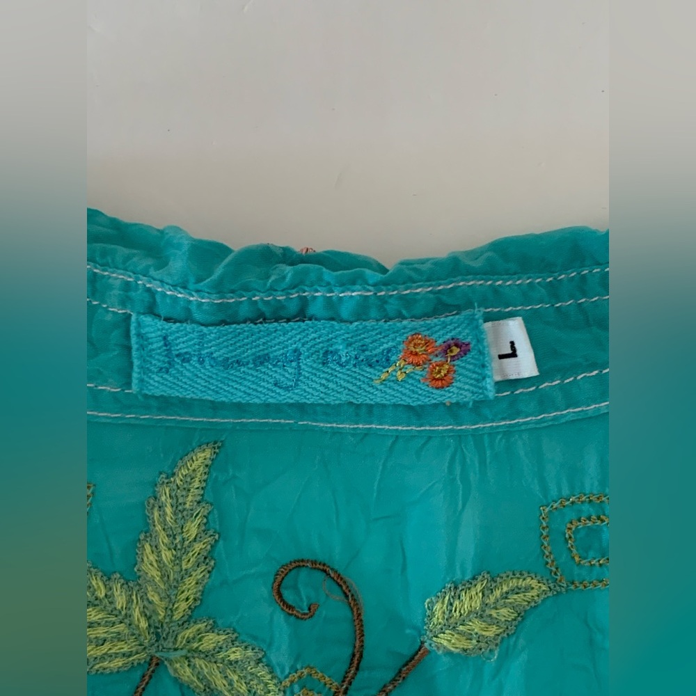 Johnny Was Embroidered Long Sleeve Button Front Shirt Size Large Bohemian - Picture 4 of 9